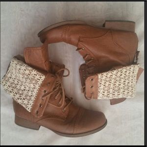 Wild diva women's boots combat tanned lace up